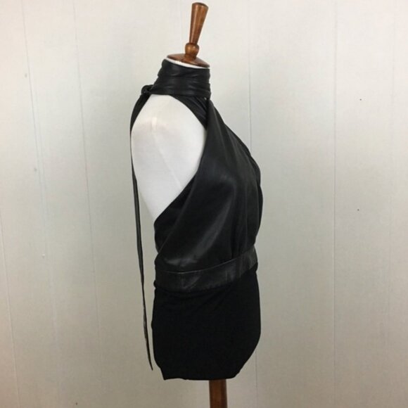 Magda Butrym Black Leather Wrap Halter Bodysuit 8 - Picture 8 of 13